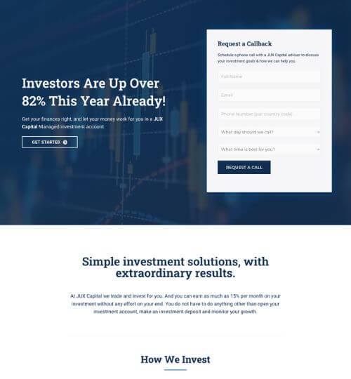 Juxt Capital Landing Page